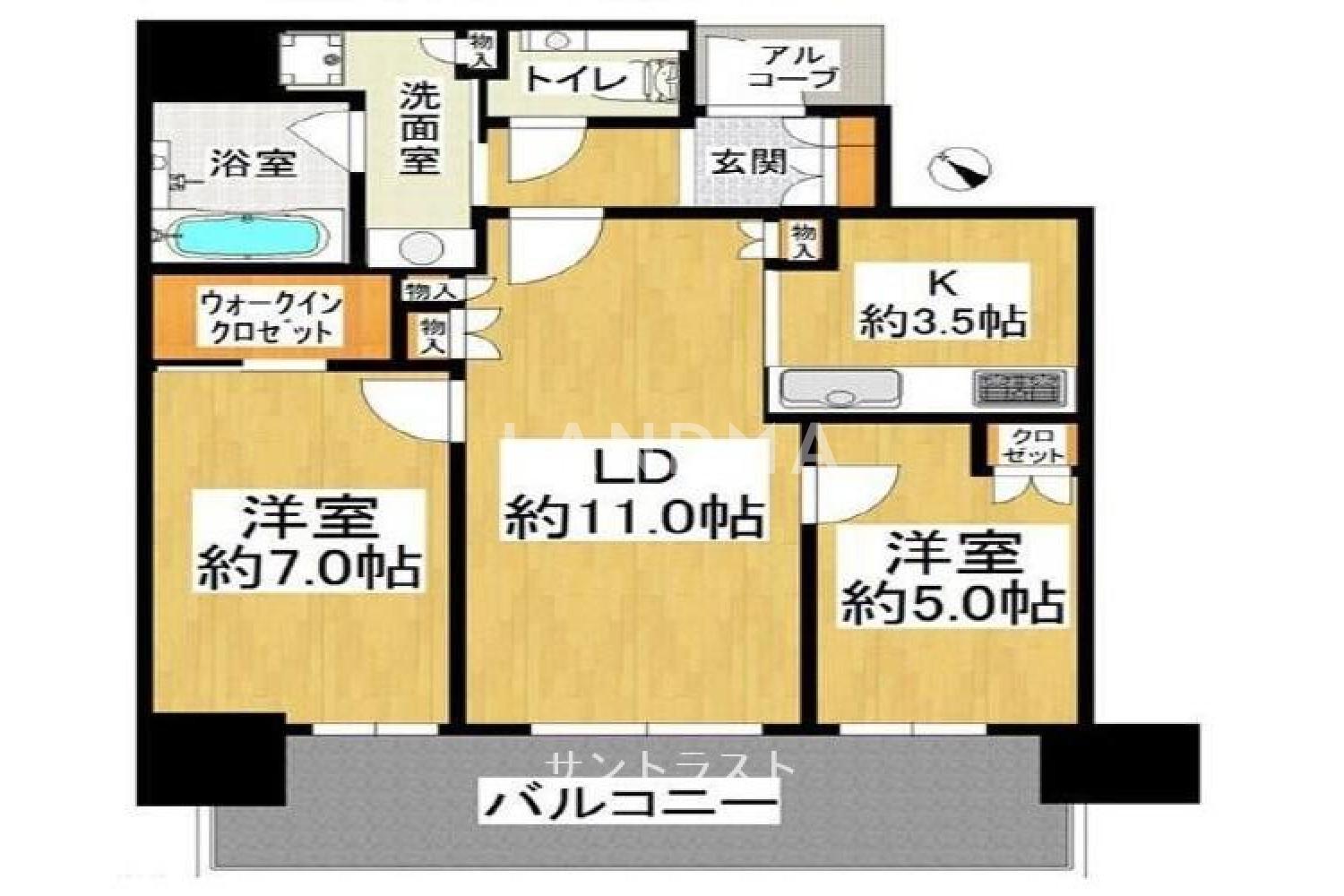 大阪府大阪市北区中之島 投資用マンション 61.23㎡ 官网图片 3
